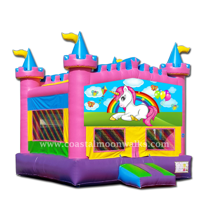 unicorn castle pink bounce house rental jacksonville
